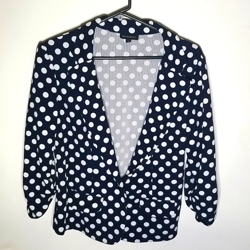 Courtenay Navy and White Polka Dot Blazer